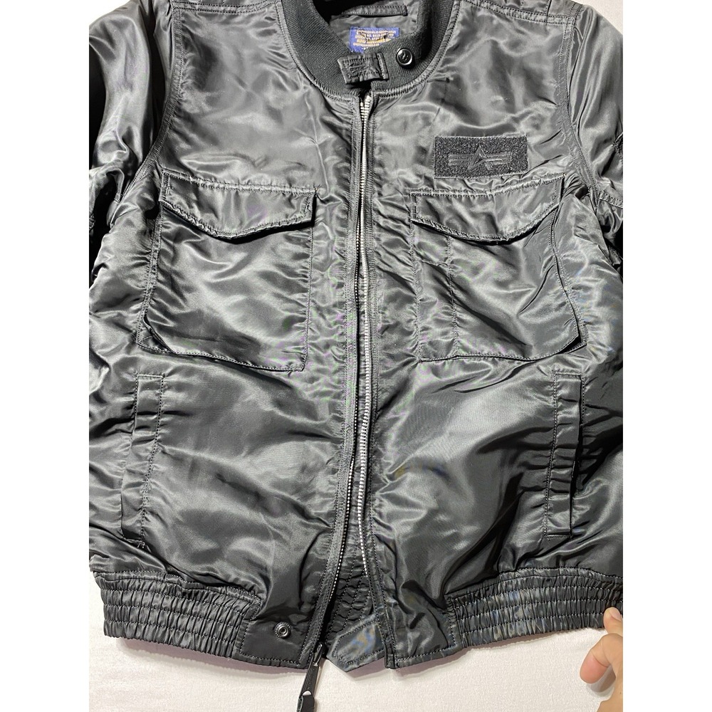 Alpha Industries Military Flight Bomber Jacket Mens L Black Utility USAF - Picture 9 of 12